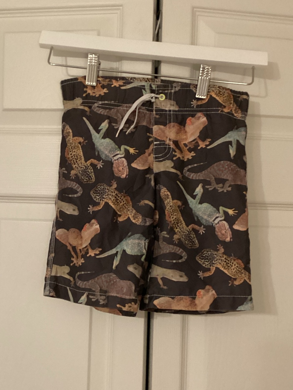Crazy 8 Boys Light Charcoal Swim Trunks with Multicolor Lizard Print Size 5T